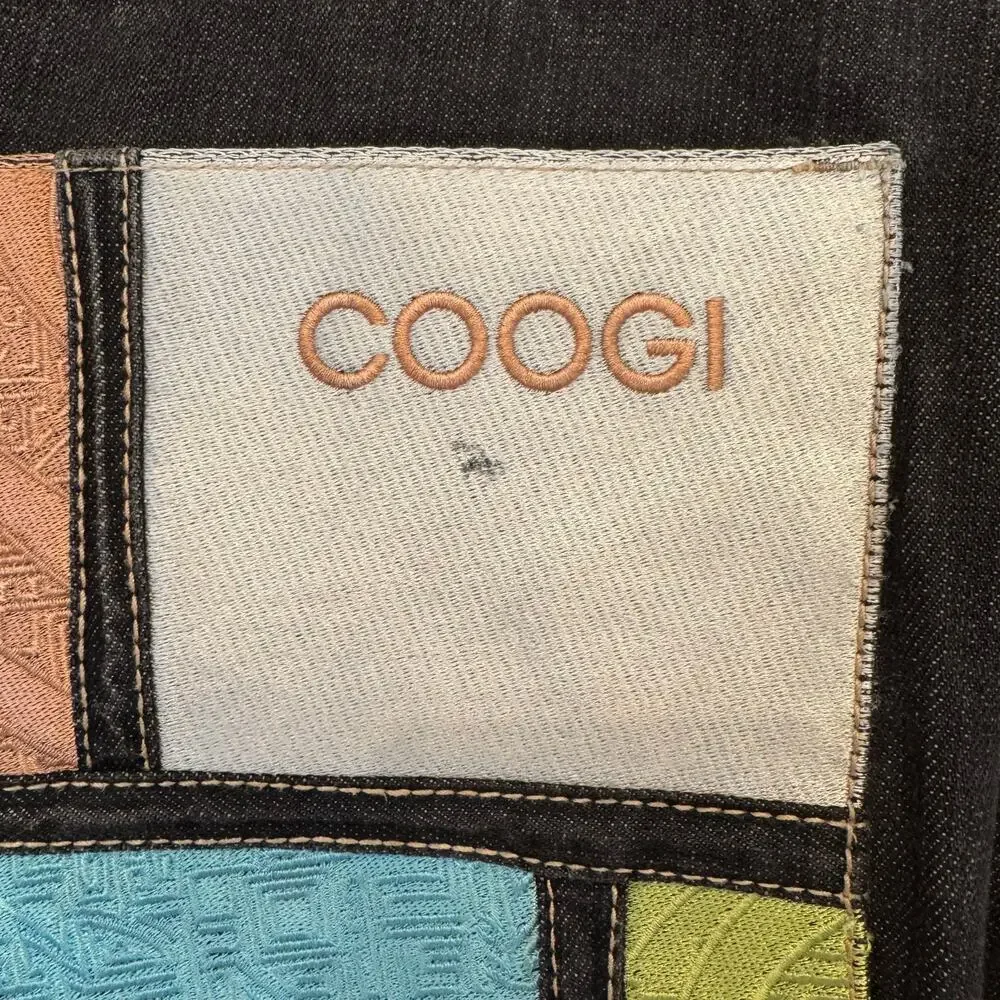 COOGI Y2K Hip Hop Baggy Embroidered Logo Denim Patch Shorts Size 40